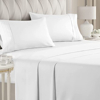 Queen Size Sheet Set - Breathable & Cooling Sheets - Hotel Luxury Bed Sheets - Extra Soft - Deep Pockets - Easy Fit - 4 Piece Set - Wrinkle Free - Comfy – White Bed Sheets - Queens Sheets – 4 PC